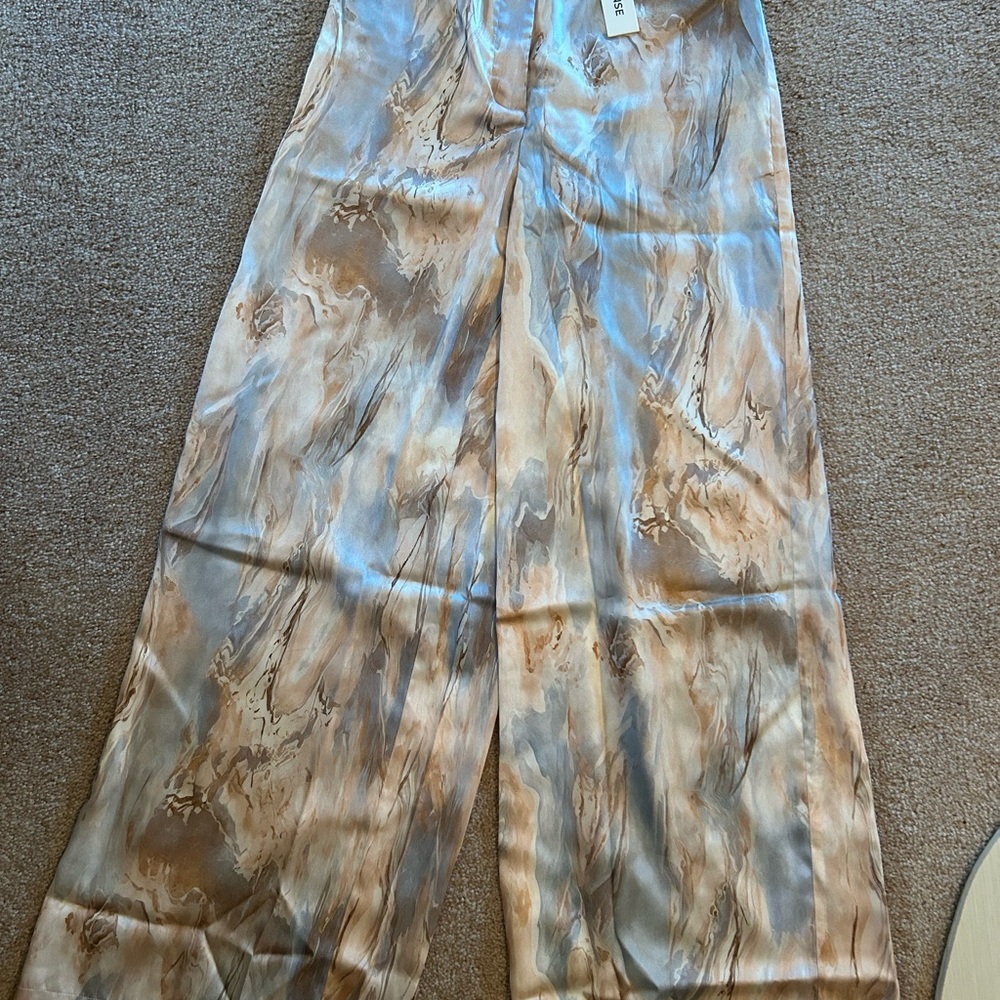 Commense Wide Leg Pants in Marble Beige and Light Gray